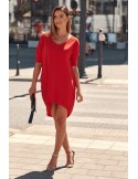 Oversize V-neck dress, red 3753 - Online store - Boutique